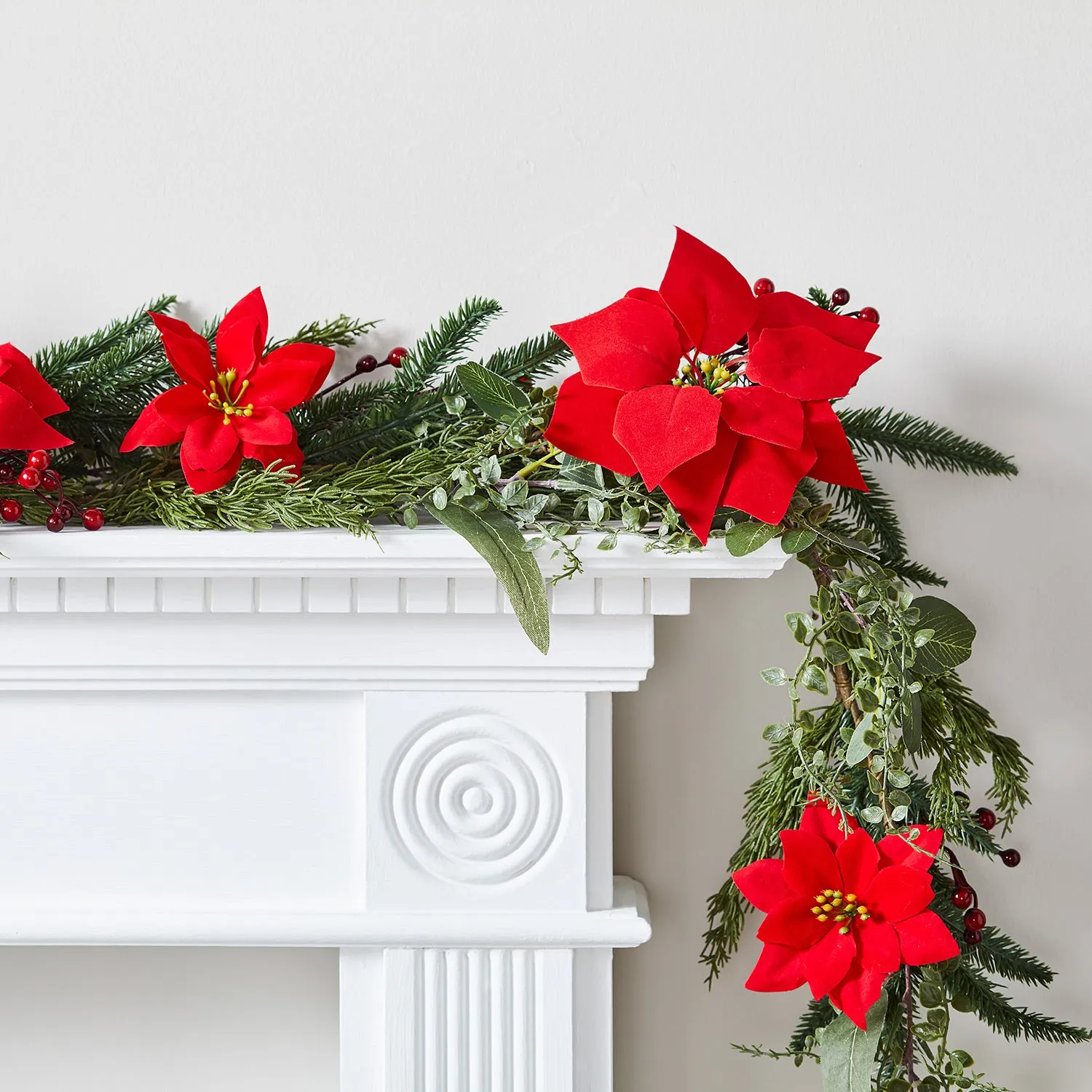 1.75m Poinsettia Christmas Garland