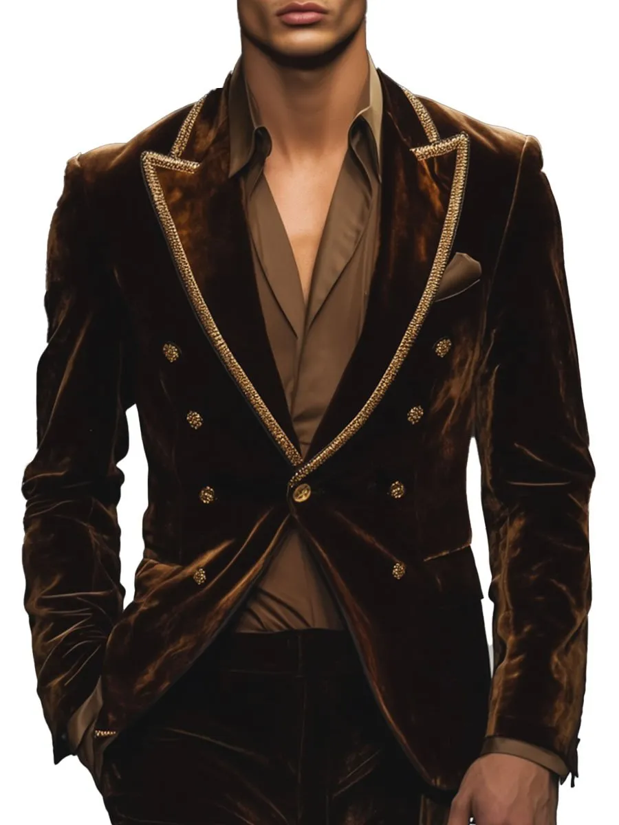 【24-hour shipping】Men's Lapel Velvet British Retro Blazer