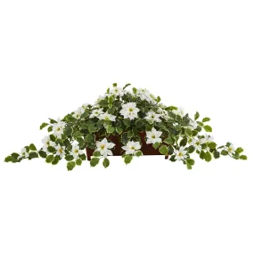 51” Poinsettia and Variegated Holly Artificial Plant in Decorative Planter (Real Touch)