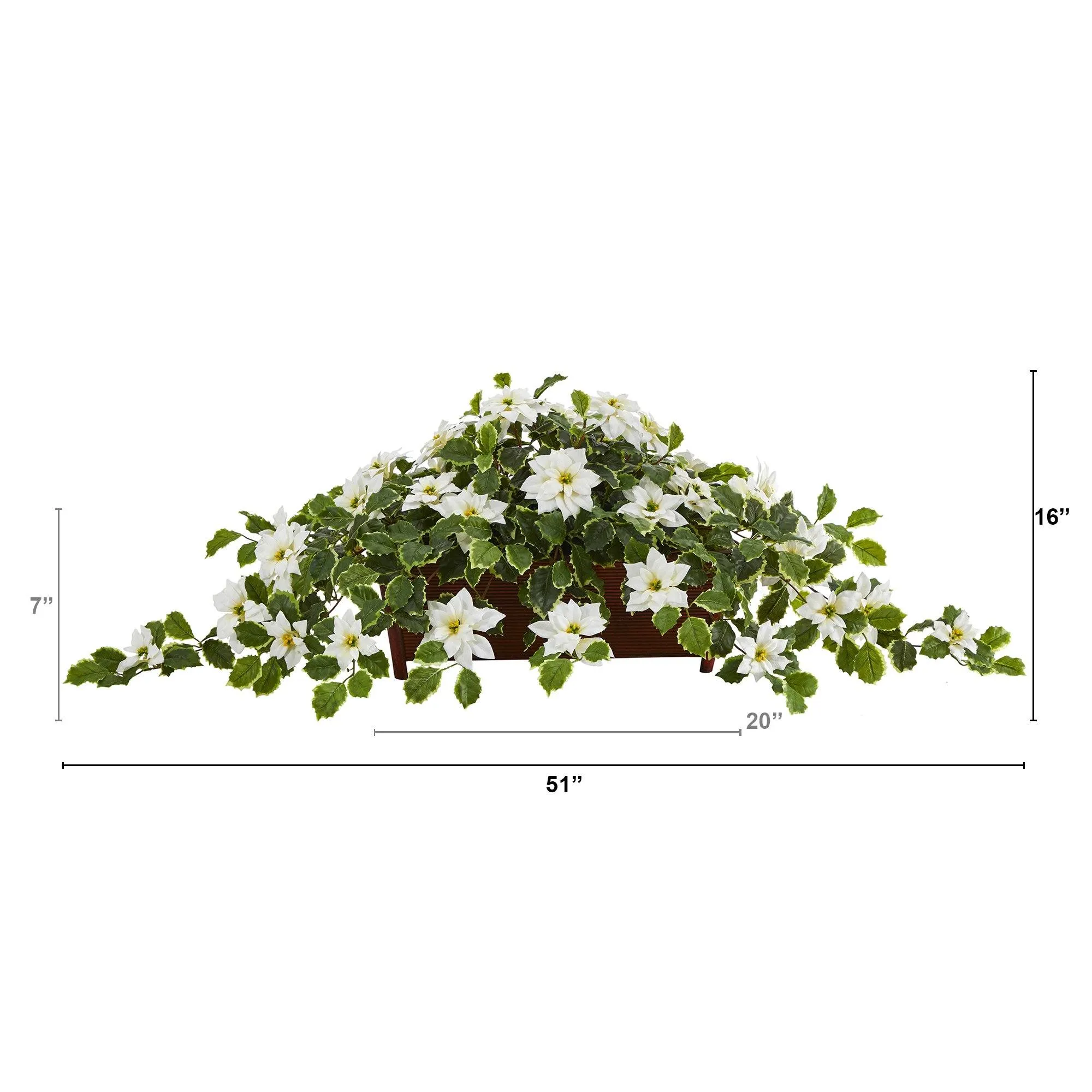 51” Poinsettia and Variegated Holly Artificial Plant in Decorative Planter (Real Touch)