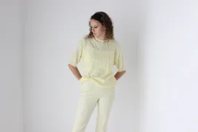 80s Pastel Lemon Yellow Knit Slouch Tee