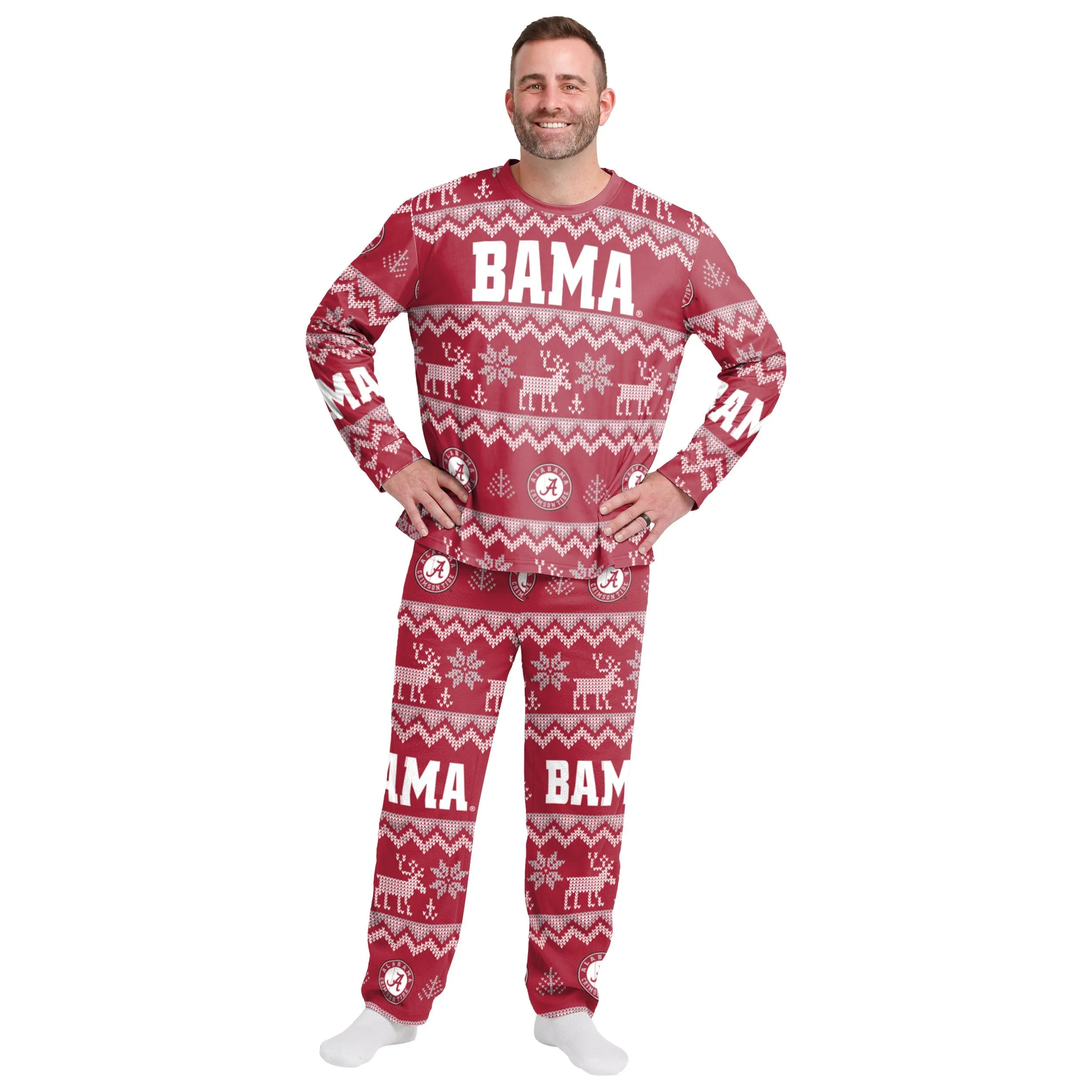 Alabama Crimson Tide NCAA Ugly Pattern Family Holiday Pajamas