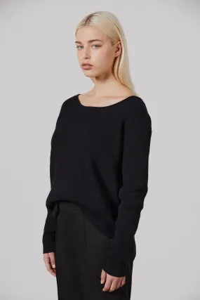 Ali Cashmere Boatneck - Black