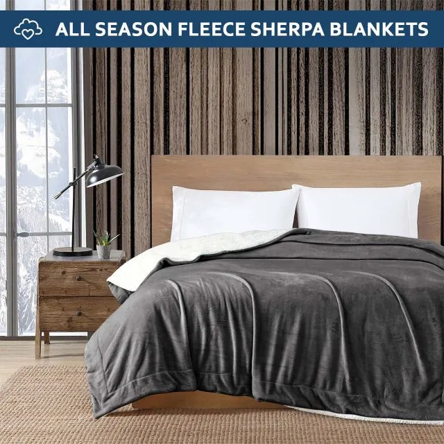 All Seasons UltraSoft Sherpa Blanket Throw