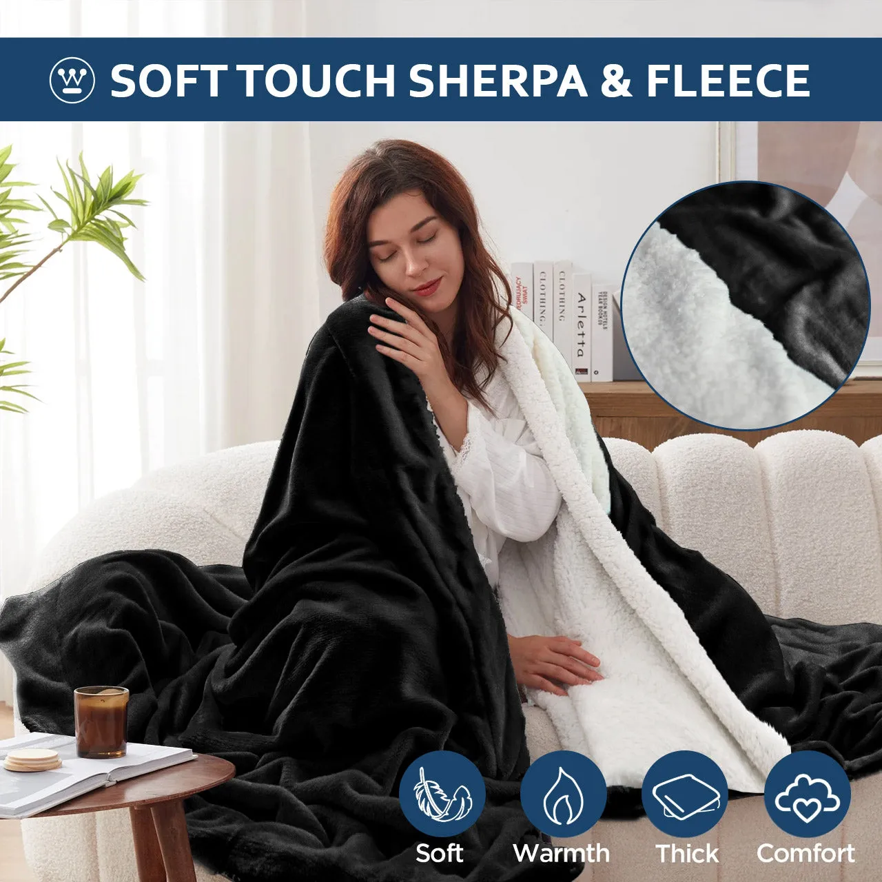 All Seasons UltraSoft Sherpa Blanket Throw