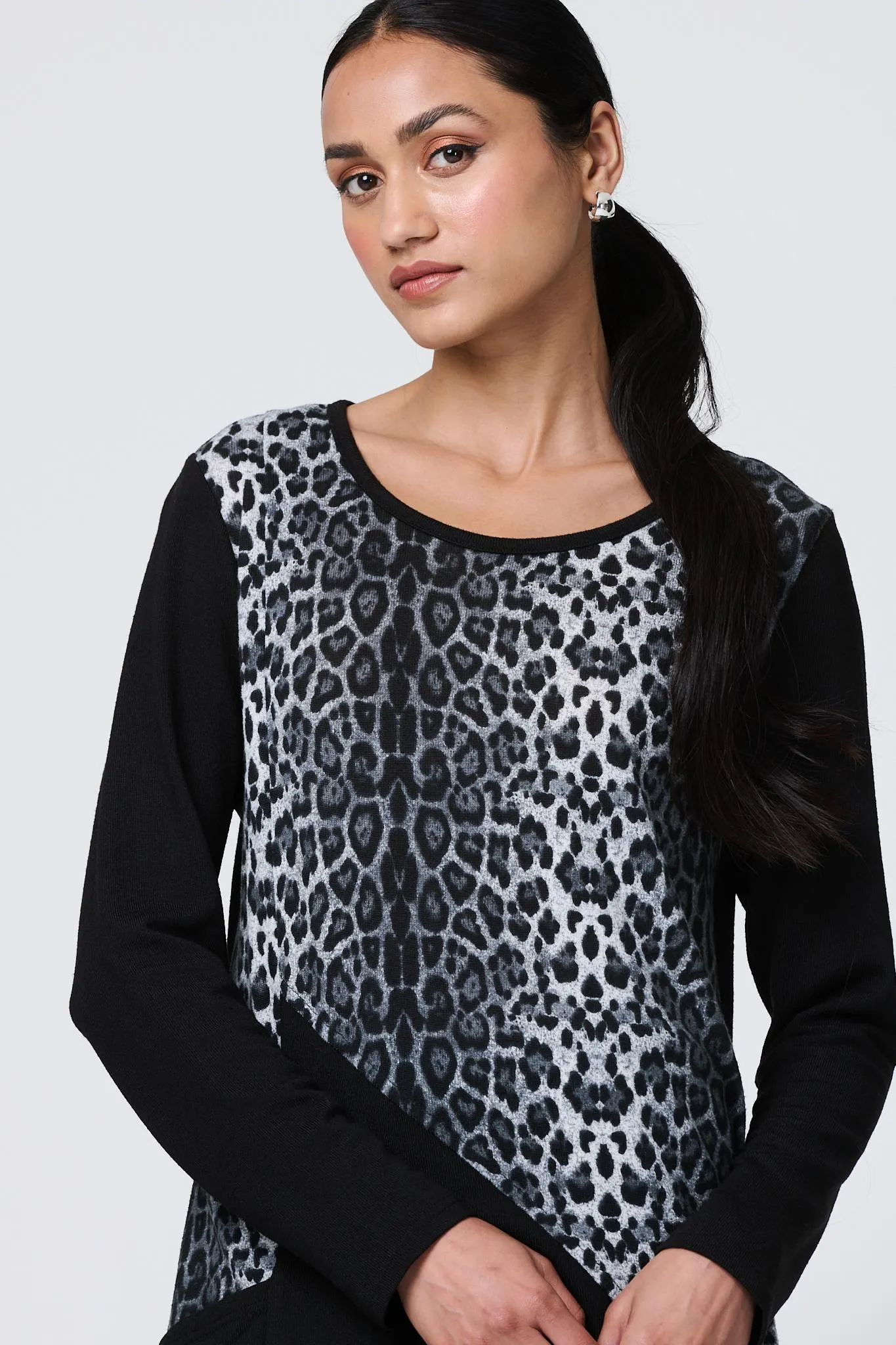 Animal Print Asymmetric Hem Tunic