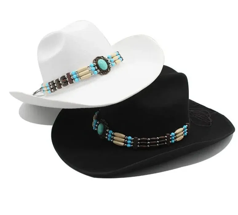 Artificial Wool Wide Brim Cowboy Hat