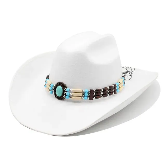 Artificial Wool Wide Brim Cowboy Hat