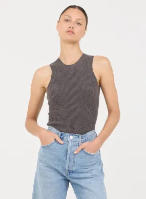 Audrina Cashmere Tank - Charcoal