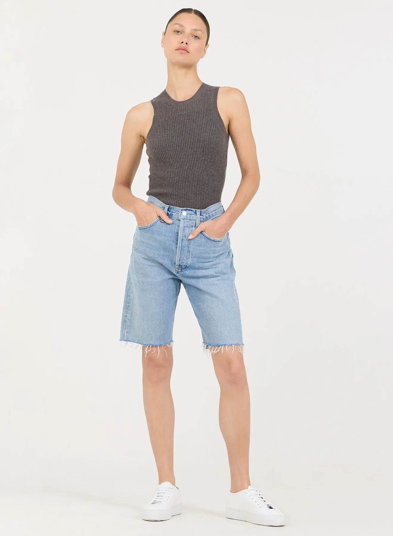 Audrina Cashmere Tank - Charcoal