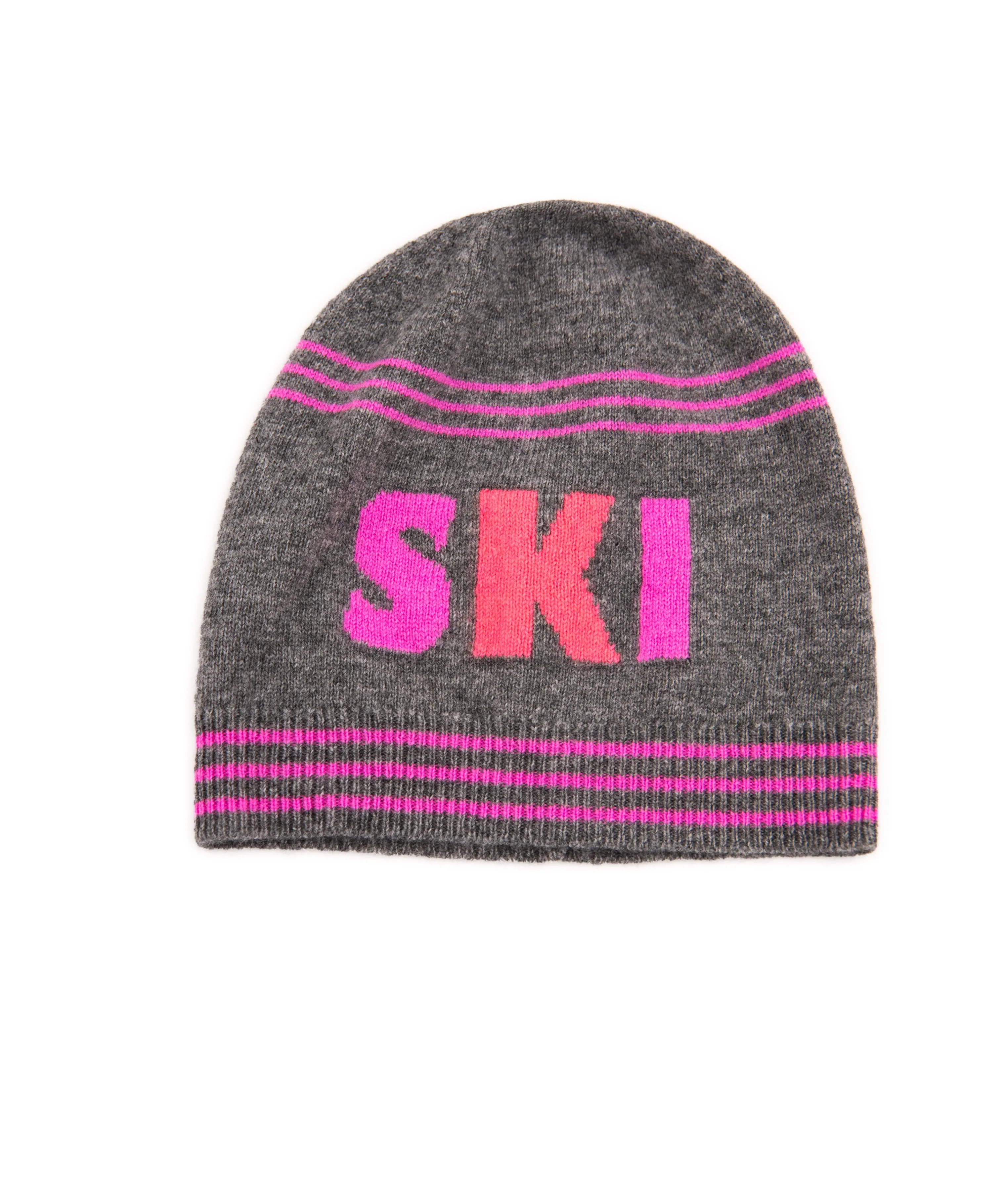 Autumn Cashmere Girls Grey/Pink Striped Ski Hat