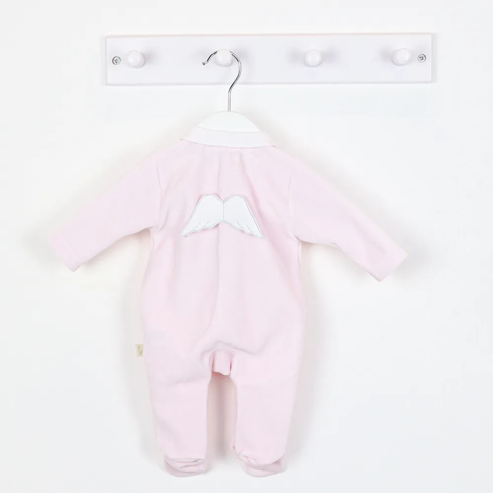 Baby Gi Girls Pink Angel Velour Sleepsuit