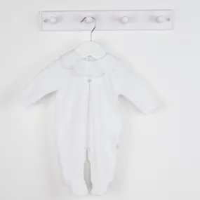 Baby Gi White Velour Pique Sleepsuit