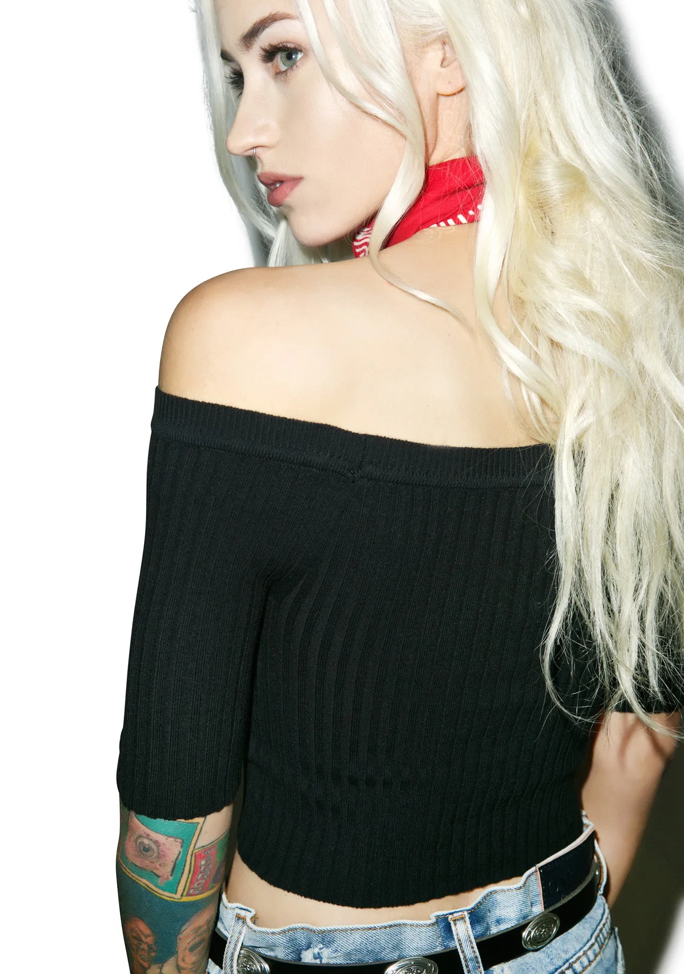 Bardot Crop Sweater