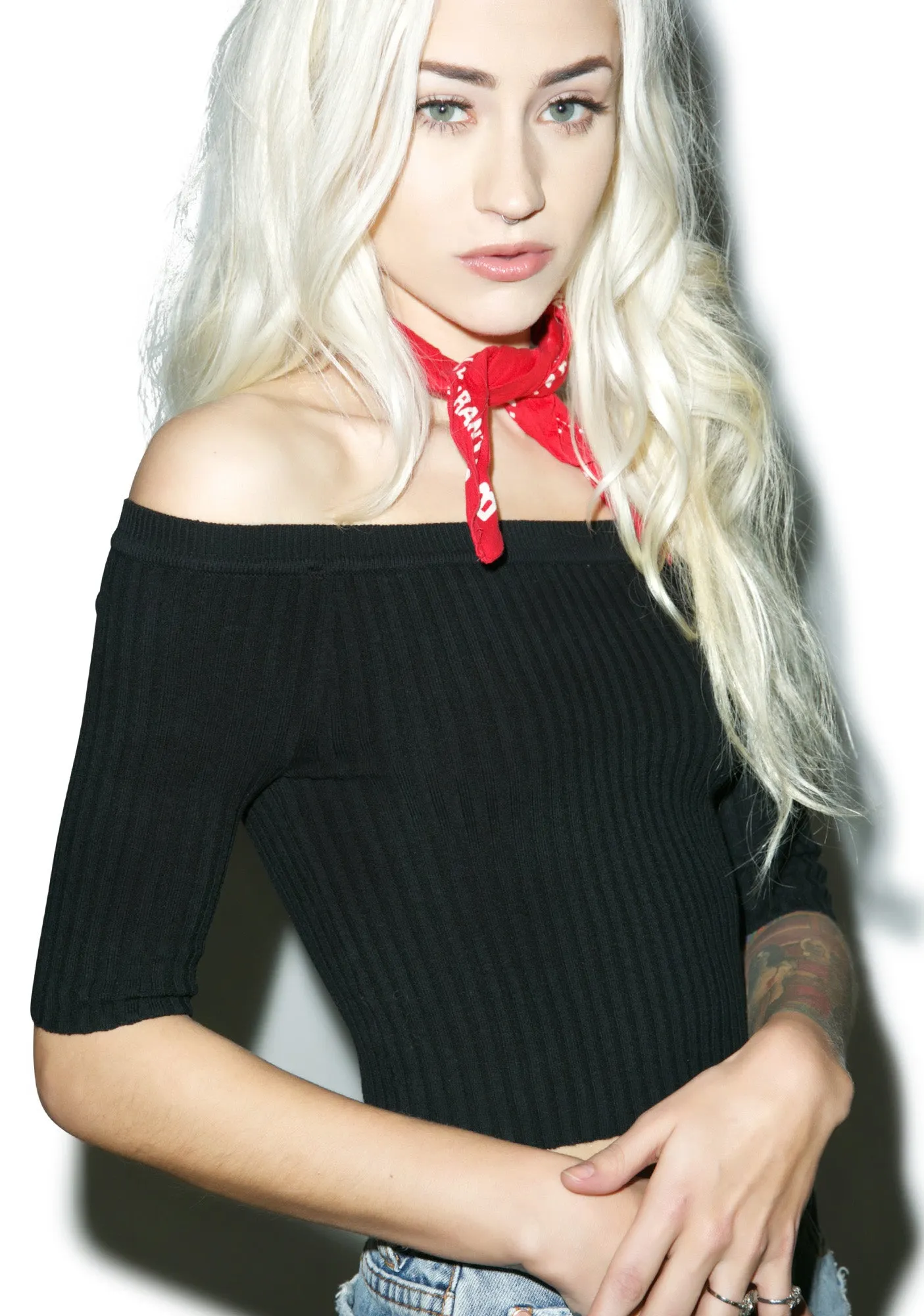 Bardot Crop Sweater