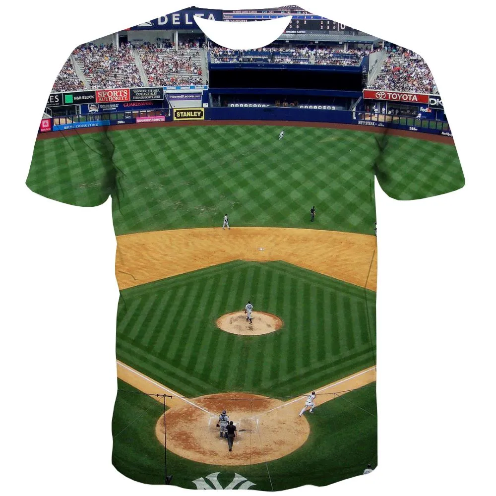 Baseball T shirts Men Stadium Tshirts Novelty Game Tshirts Casual White T-shirts 3d