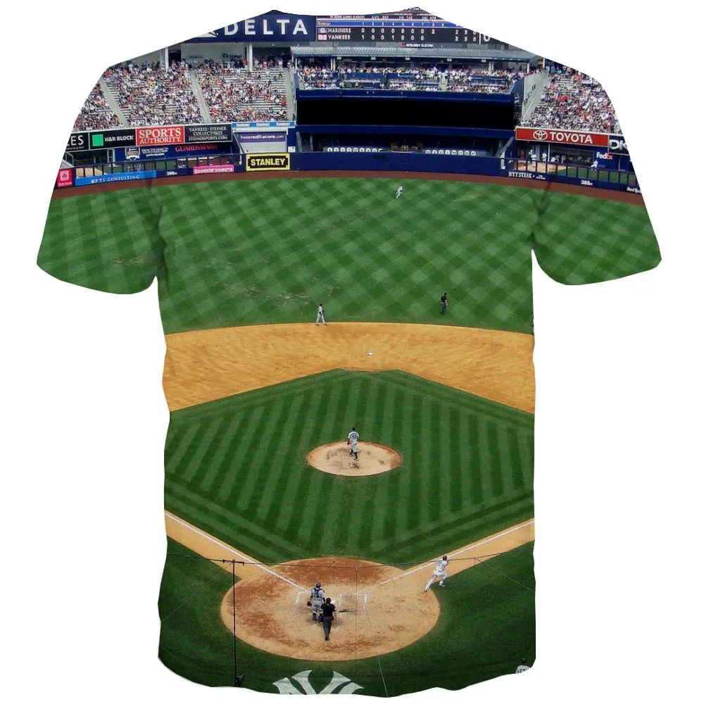 Baseball T shirts Men Stadium Tshirts Novelty Game Tshirts Casual White T-shirts 3d