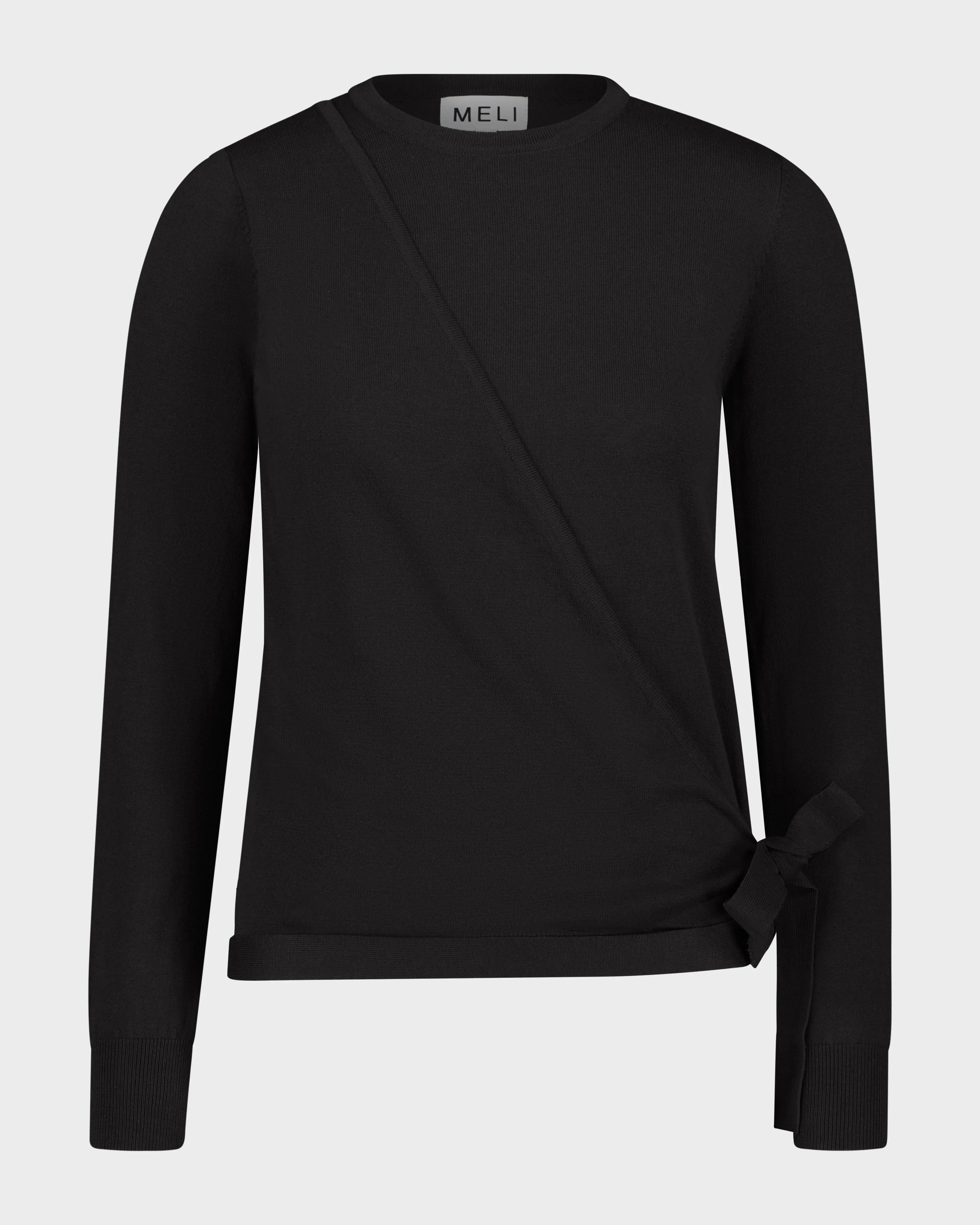 BASIC WRAP SWEATER-BLACK