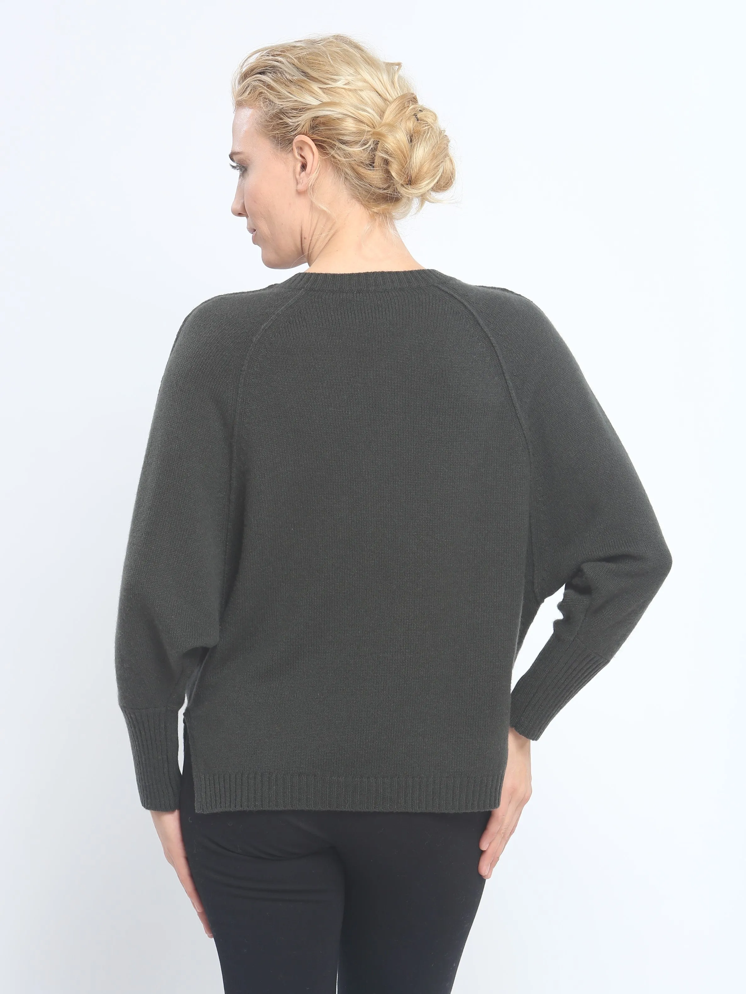 Batwing Pocket V Neck In Cashmere