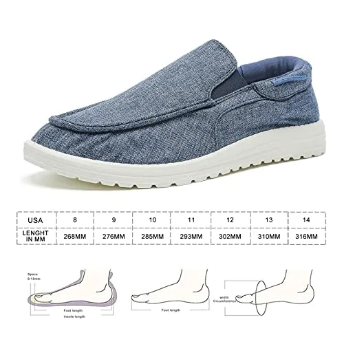 Betrue Lightweight Slip On Shoes for Men, Mens Casual Boat Loafers Deck Shoes, Breathable Canvas Soft Sole Walking Shoes for Men(BE2202-Blue-43)