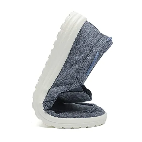 Betrue Lightweight Slip On Shoes for Men, Mens Casual Boat Loafers Deck Shoes, Breathable Canvas Soft Sole Walking Shoes for Men(BE2202-Blue-43)