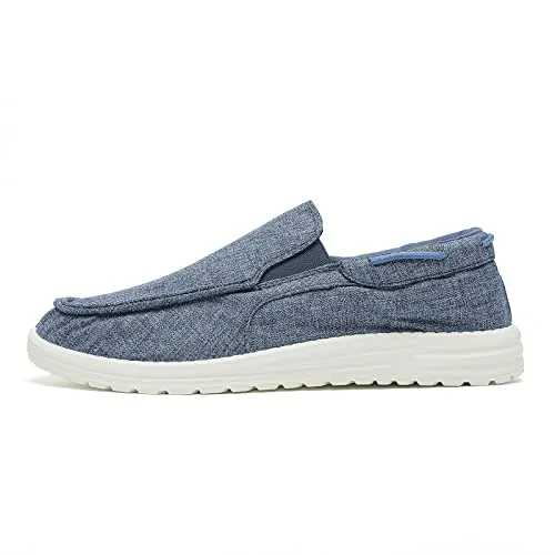 Betrue Lightweight Slip On Shoes for Men, Mens Casual Boat Loafers Deck Shoes, Breathable Canvas Soft Sole Walking Shoes for Men(BE2202-Blue-43)