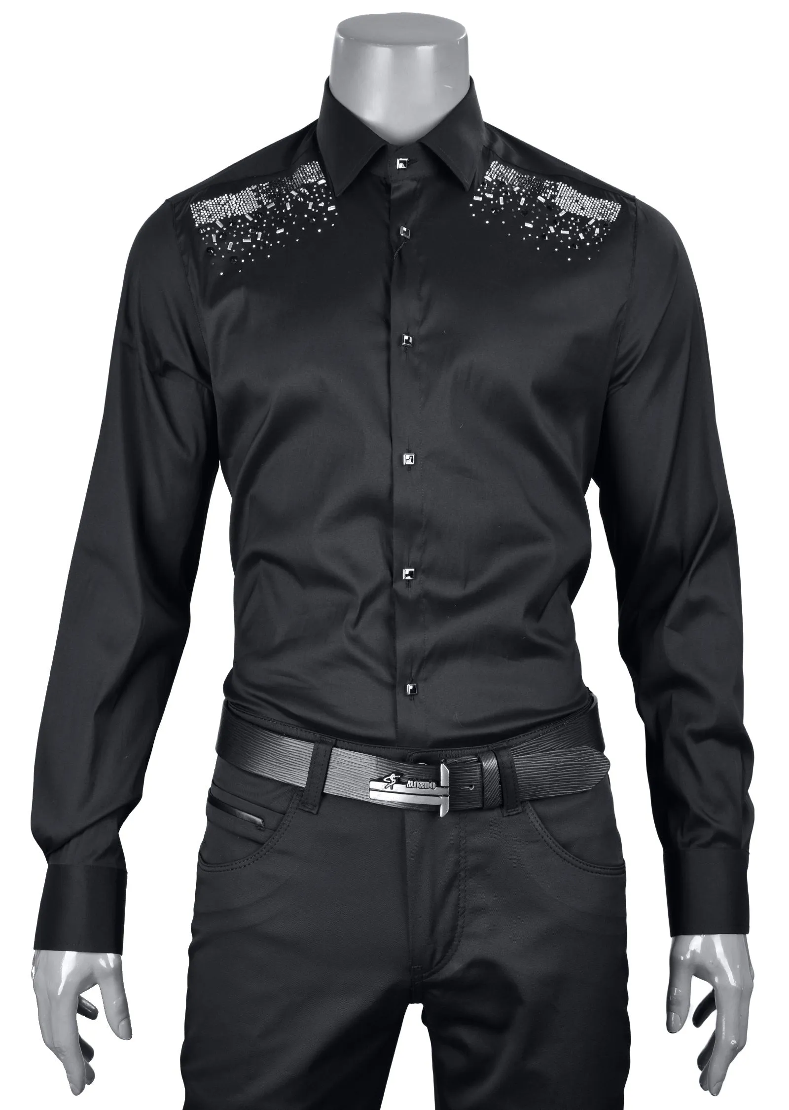 Black Rhinestone Federico Shirt