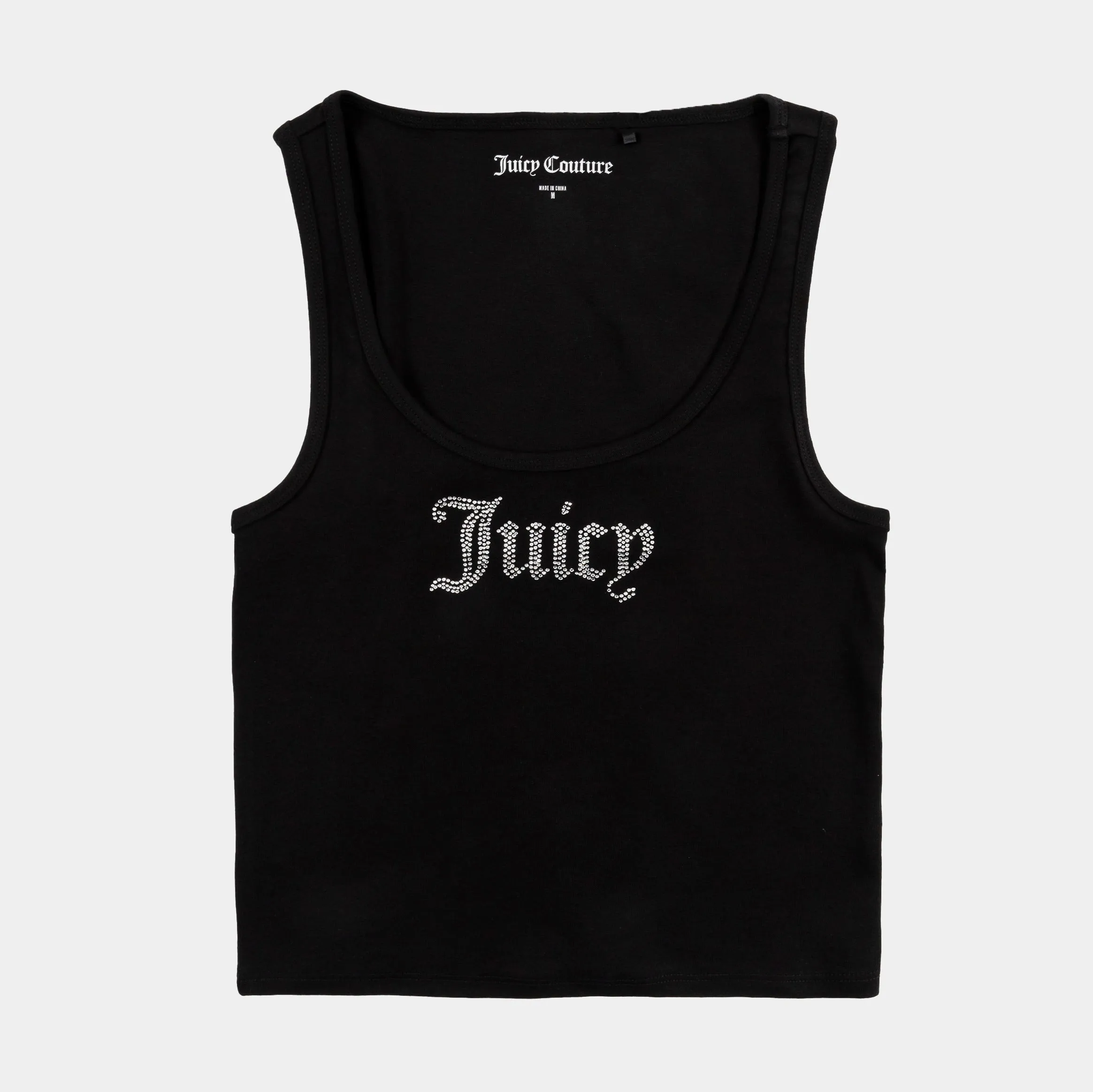 Bling U Neck Womens Tank Top (Black)