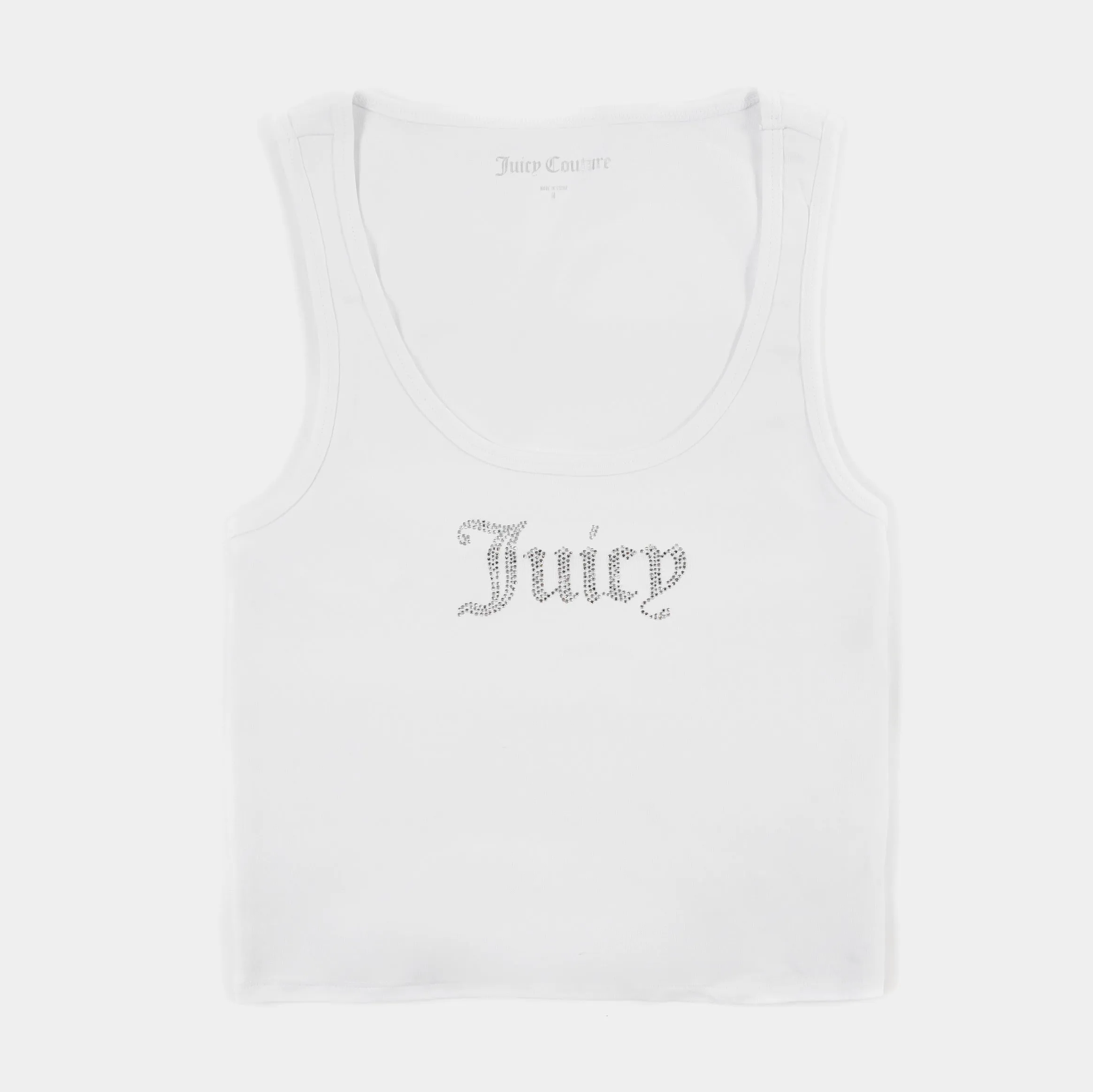 Bling U Neck Womens Tank Top (White)