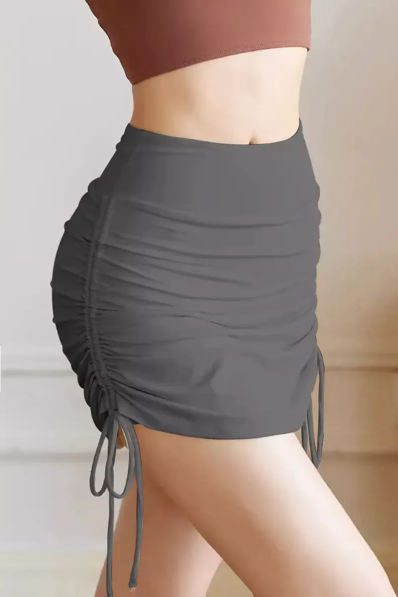 Bodycon Ruched Drawstring Athletic Skirt