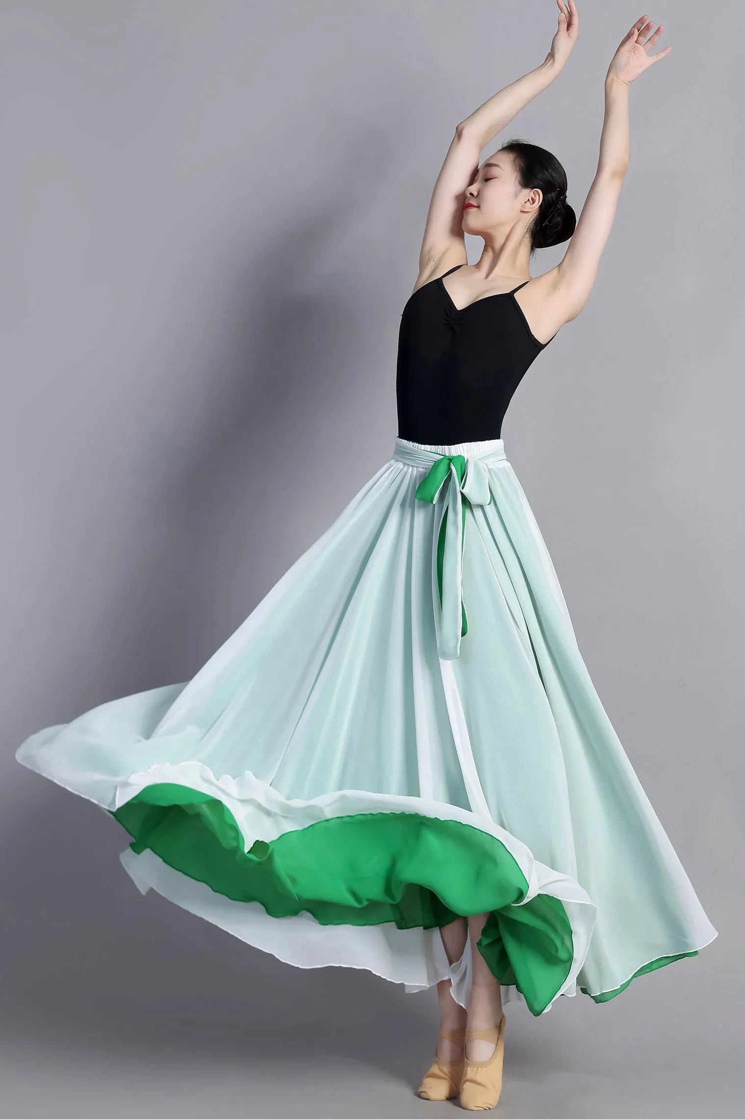 Boho chiffon skirt for women, Long circle chiffon skirt, dance skirt 3386