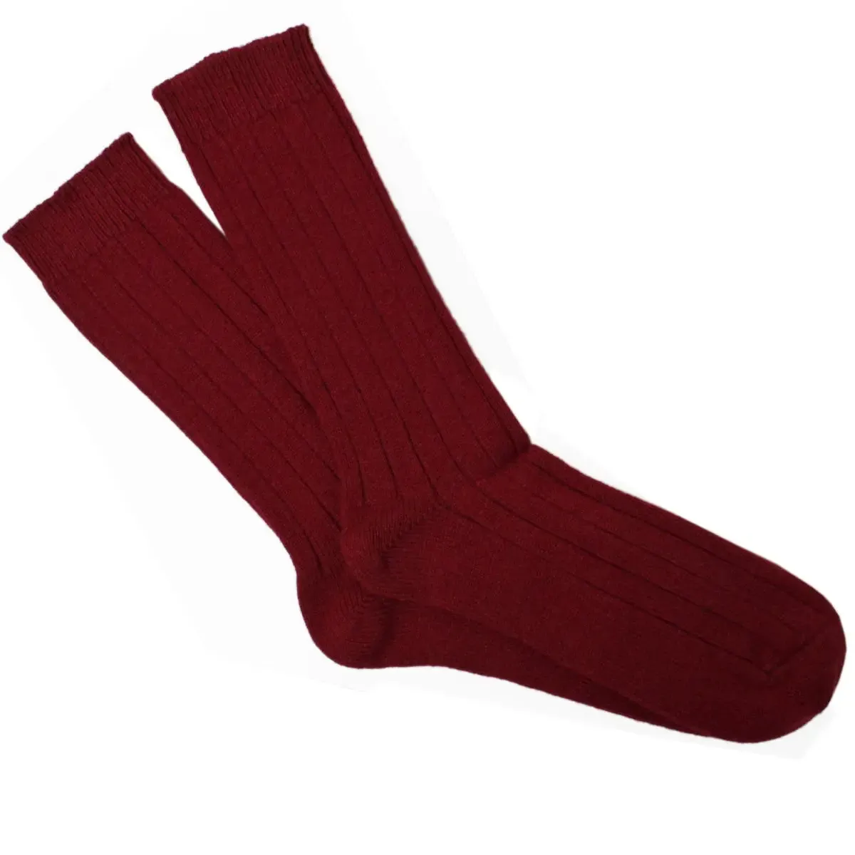 Bordeaux Ribbed Cashmere Blend Socks