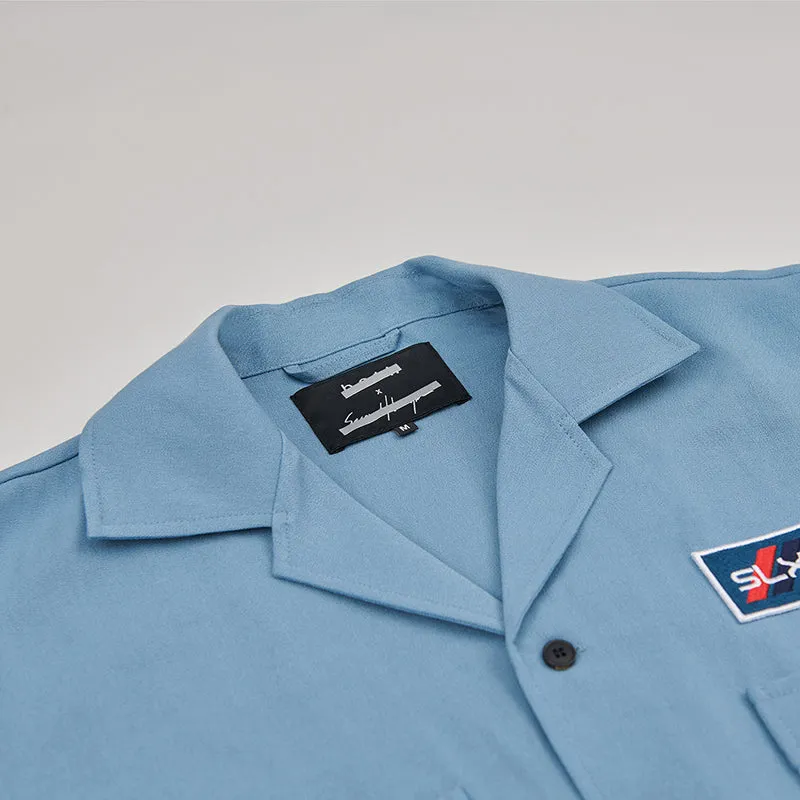 both X SECOND LAYER-POCKET BUTTON DOWN SHIRT-ARCTIC BLUE