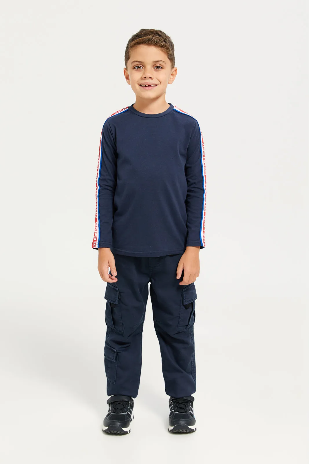 Boys Navy Long Sleeved T-Shirt