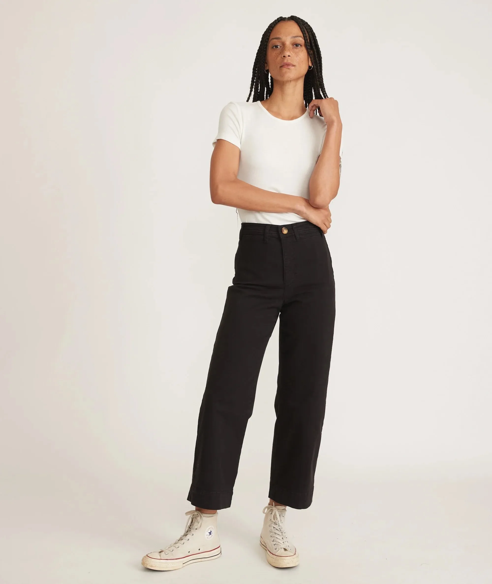 Bridget Slim Wide Leg Crop - Faded Black