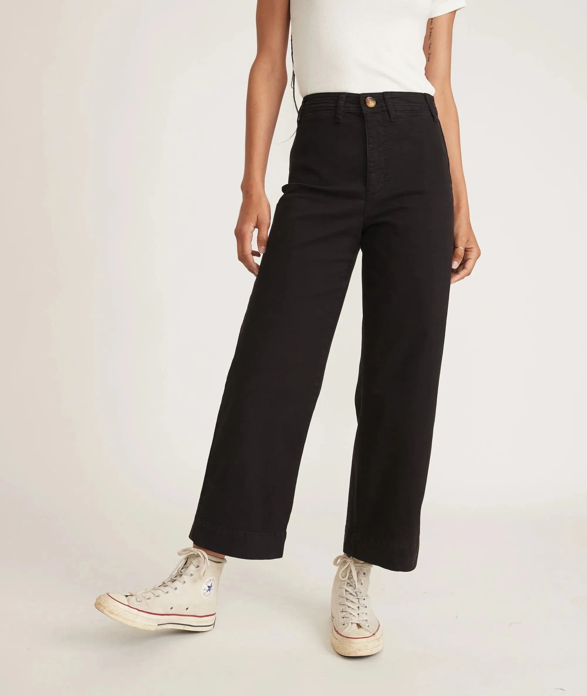 Bridget Slim Wide Leg Crop - Faded Black