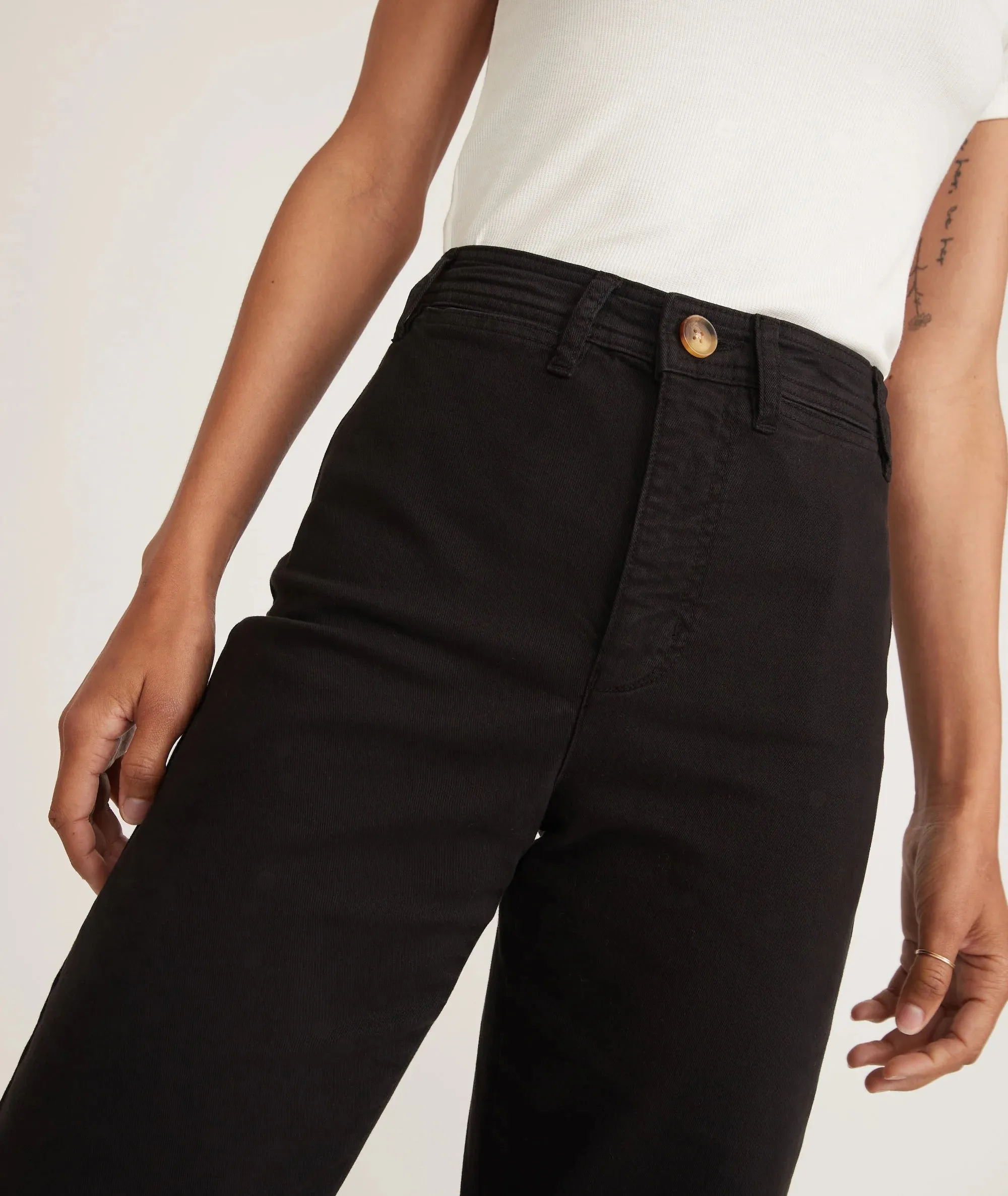 Bridget Slim Wide Leg Crop - Faded Black