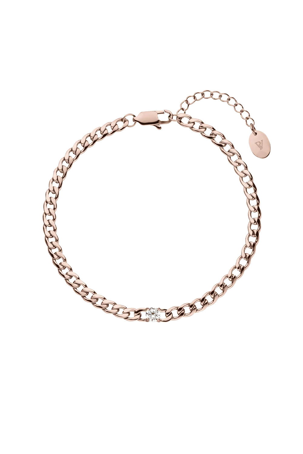 Brilliant Curb Bracelet 14K Rose Gold Plated