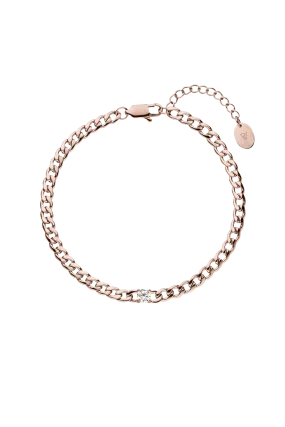 Brilliant Curb Bracelet 14K Rose Gold Plated