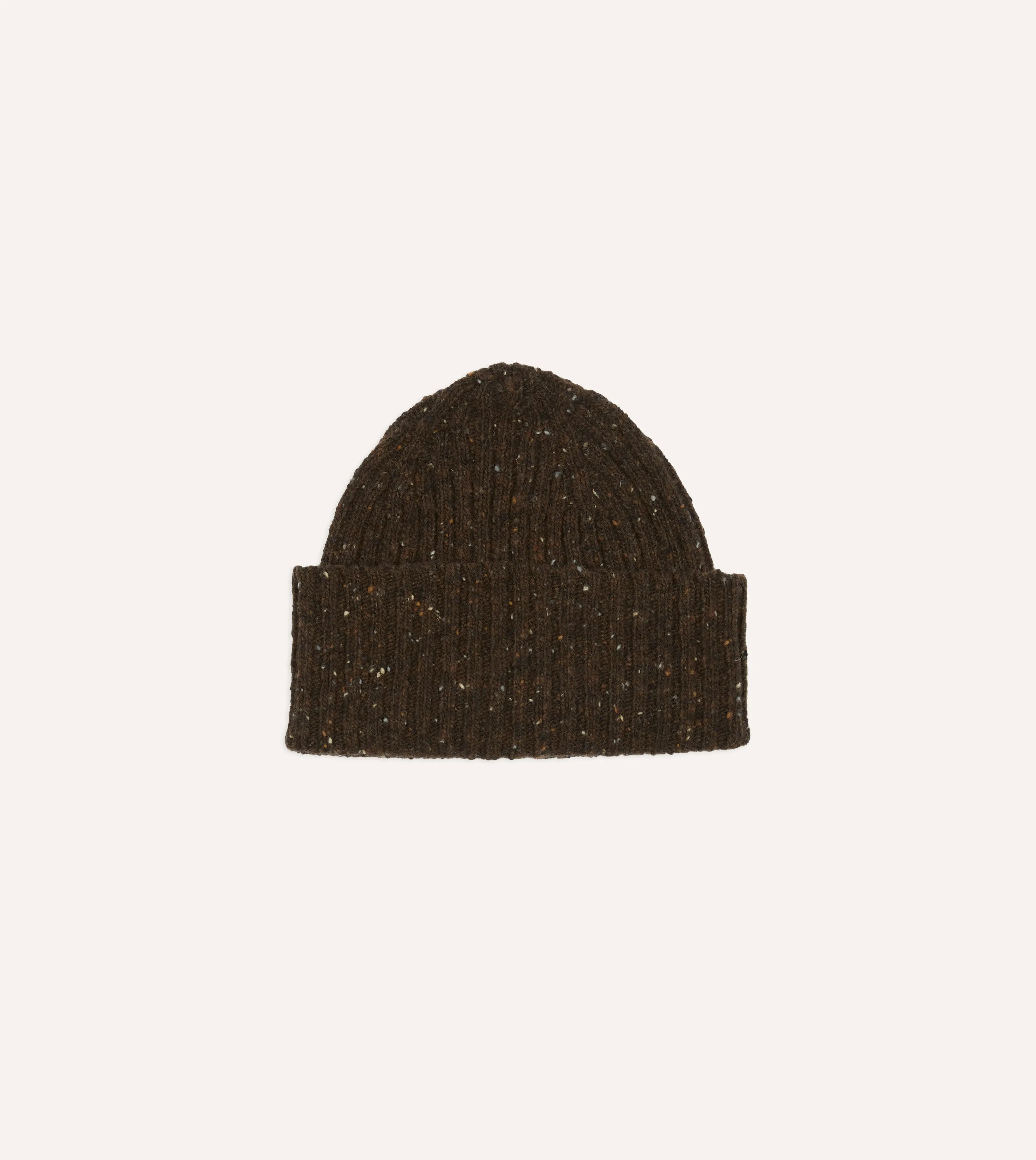 Brown Donegal Ribbed Merino Knit Cap