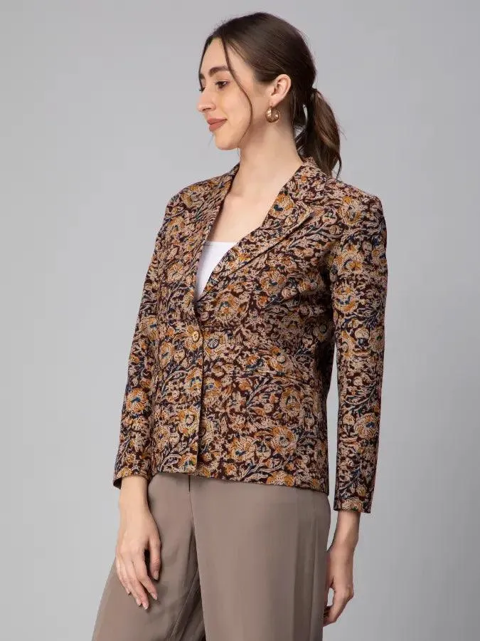 Brown Kalamkari Cotton Blazer