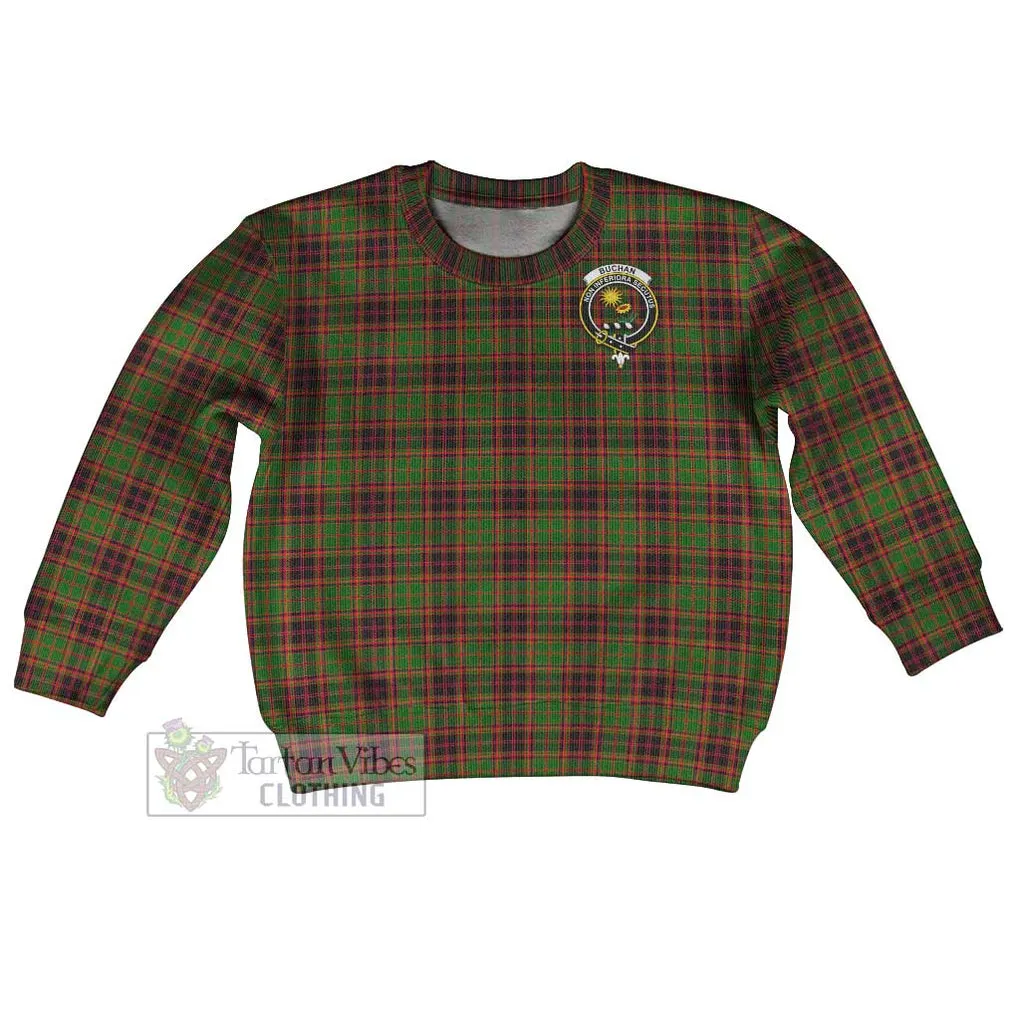 Buchan Tartan Kid Ugly Sweater with Family Crest