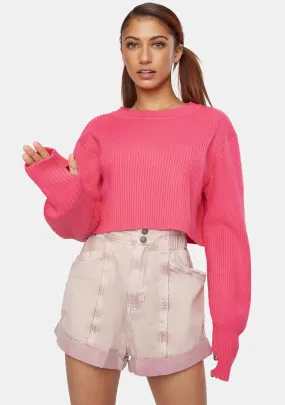 Candy Pink Crop Sweater