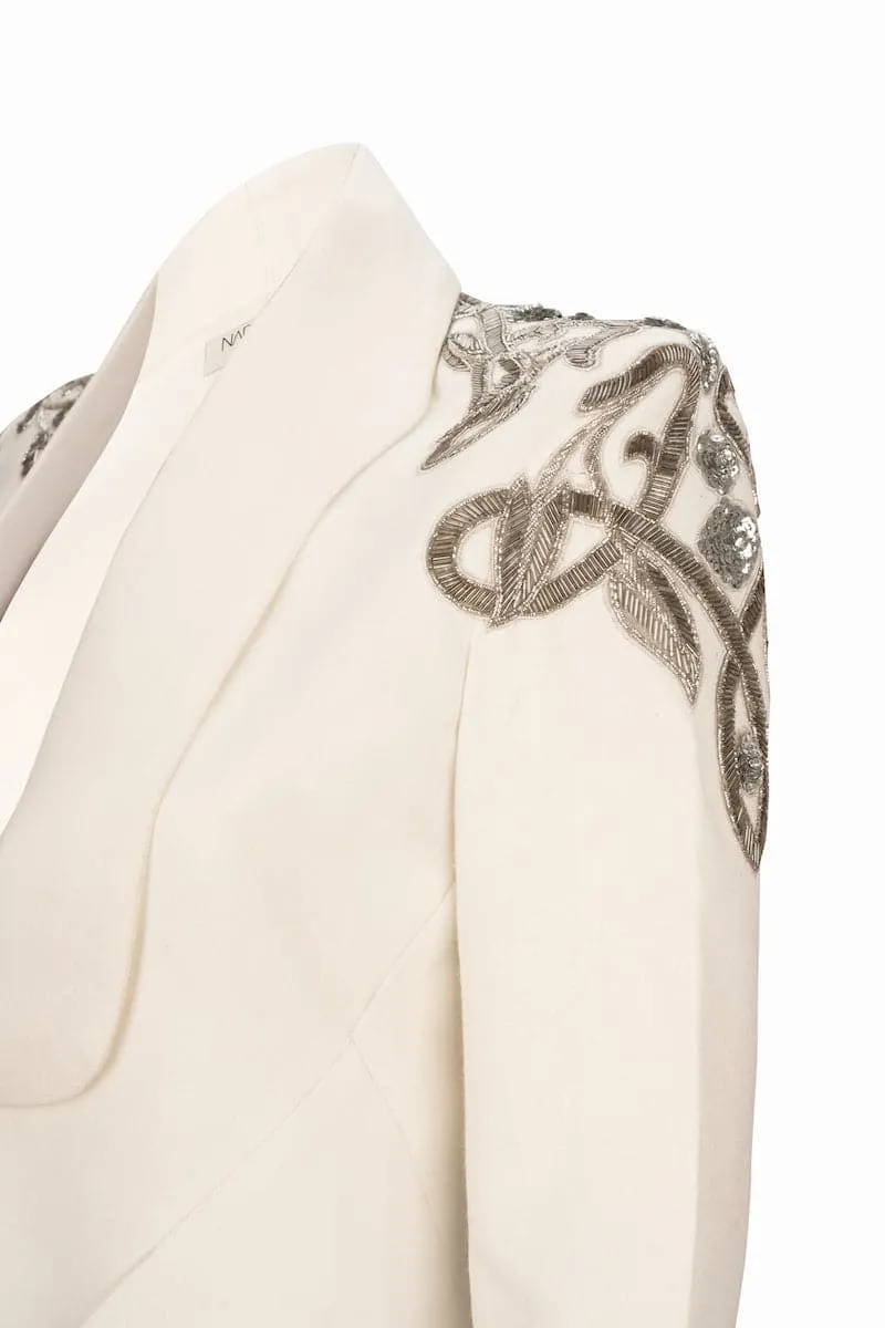 CARMEN CREAM EMBELLISHED BLAZER