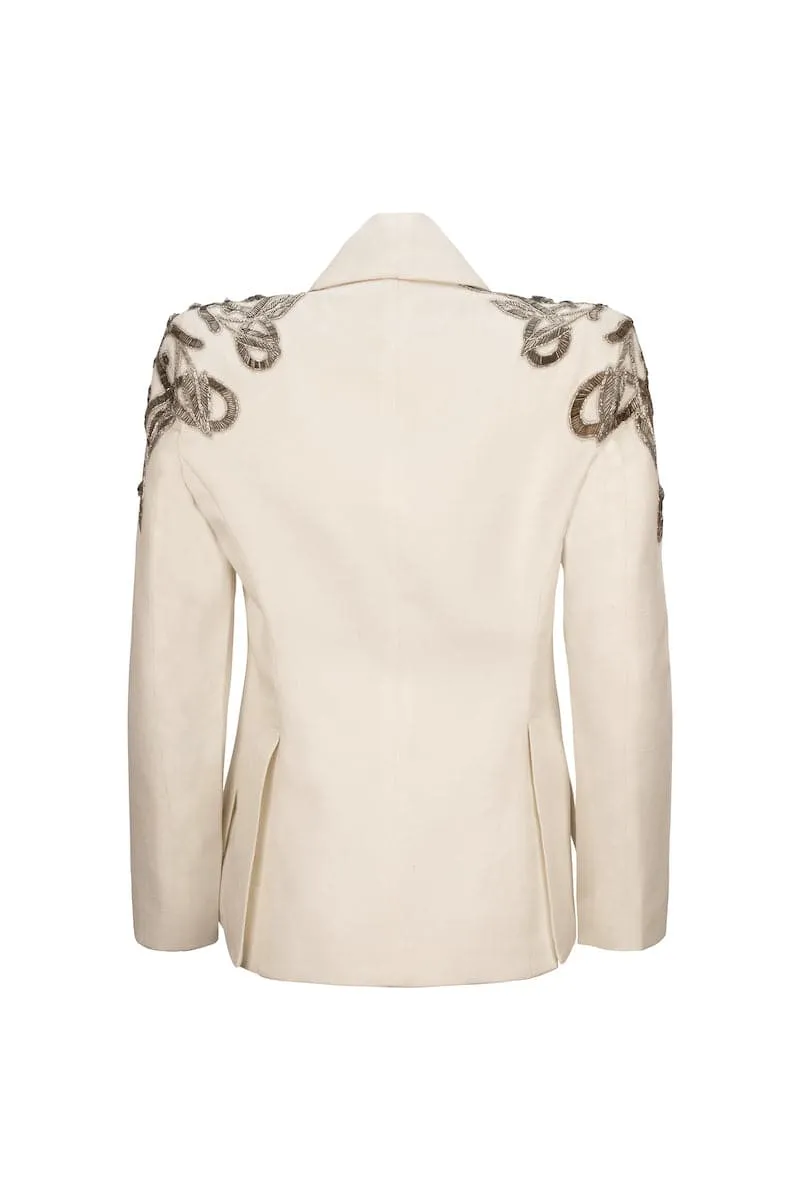 CARMEN CREAM EMBELLISHED BLAZER