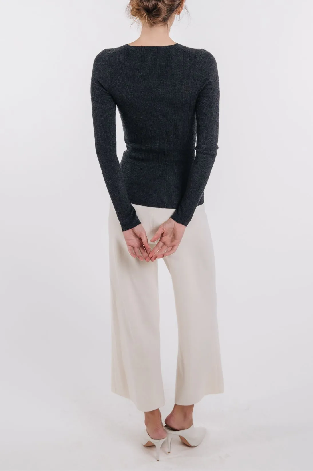 CASHMERE RIBBED CREWNECK