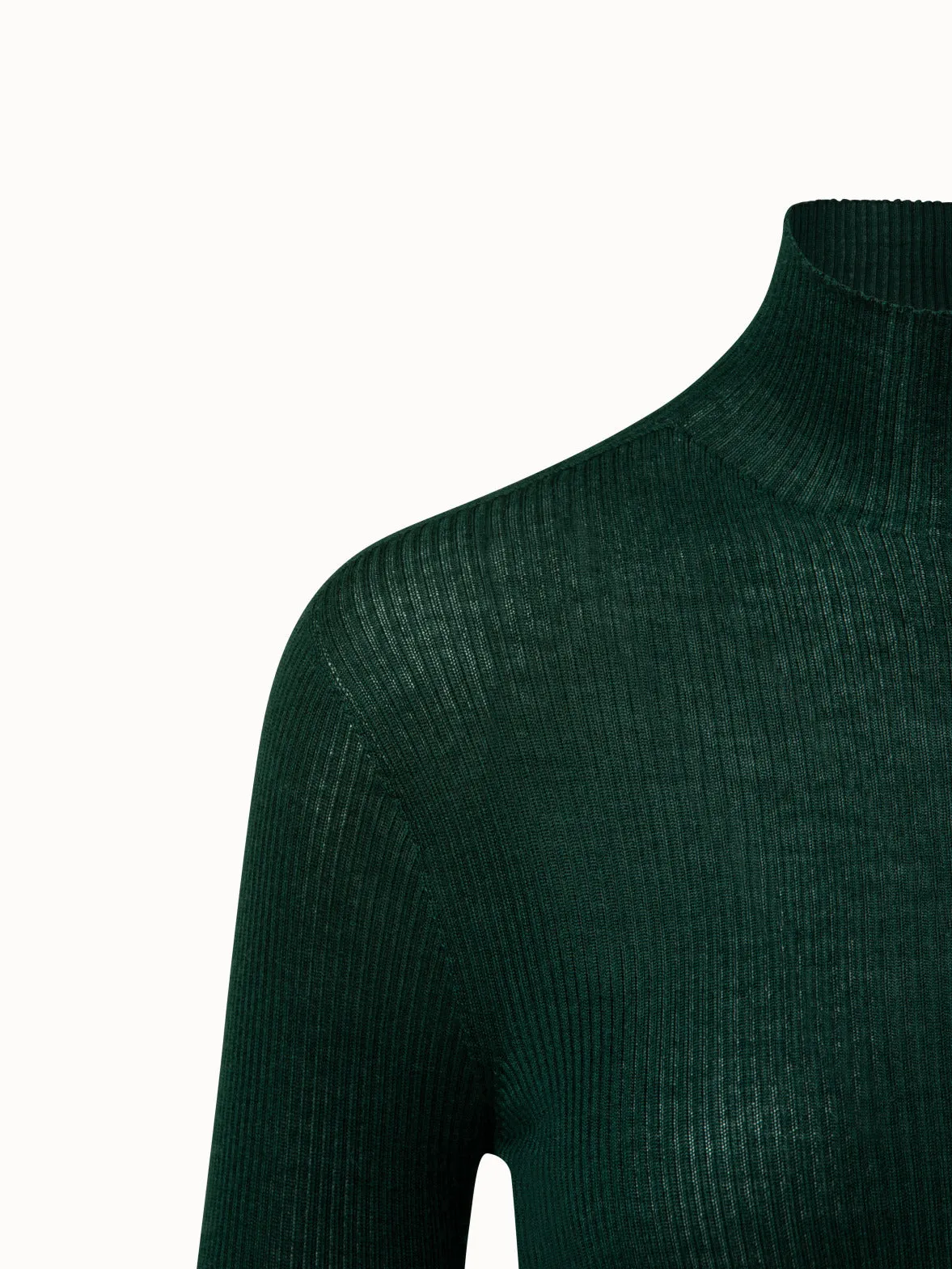 Cashmere Silk Fine Rib Mockneck