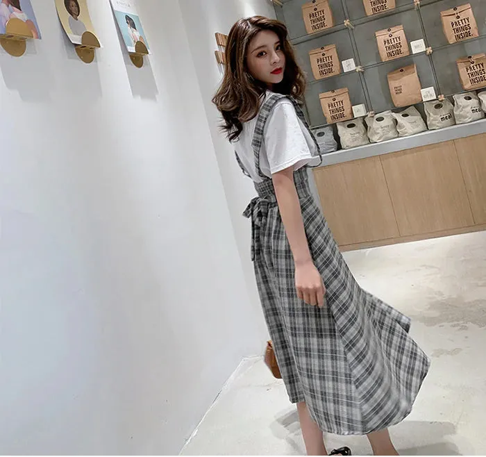 Casual High Waist Long Vintage Summer Plaid Skirt