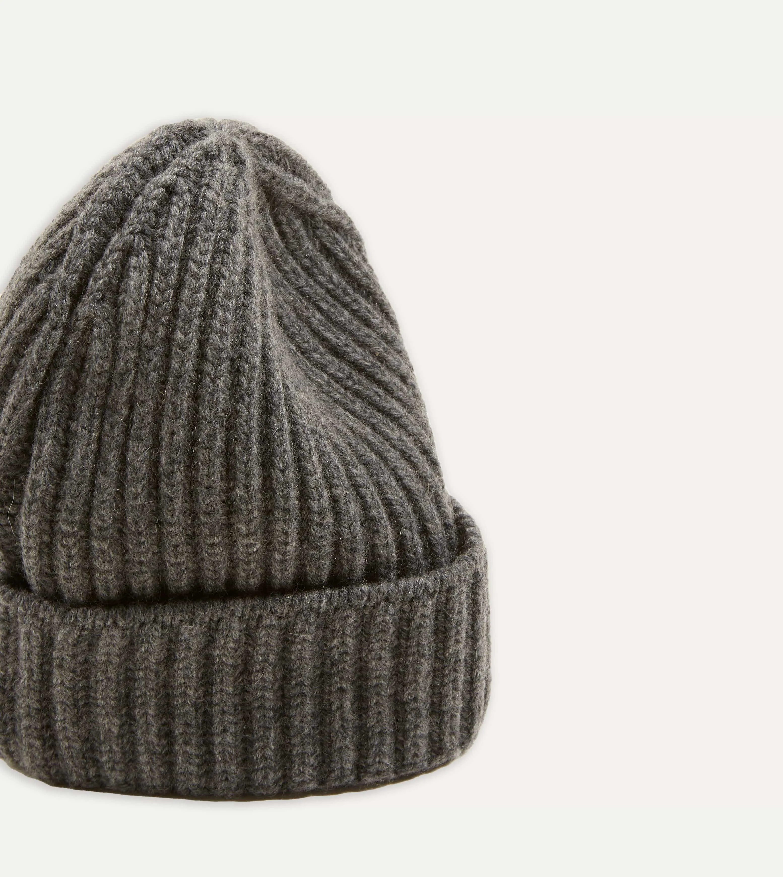 Charcoal Cashmere Ribbed Knit Cap