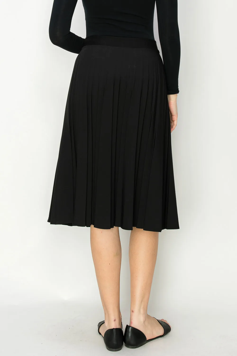 Chavy Elastic Waist Combo Pleated Skirt